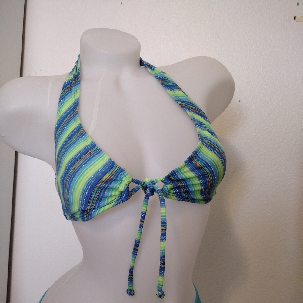 Native Girl Size SMALL Bikini Top Only Bl/Yellow SparklyLadies